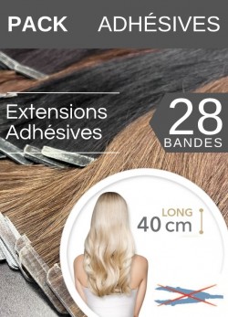 Pack 28 Bandes Adhésives Extensions Cheveux 40 cm
