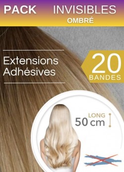 Pack 20 Bandes Invisibles Adhésives Cheveux Tie & Dye 50 cm