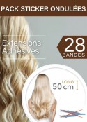 Pack 28 Bandes Ondulées Adhésives Extensions Cheveux 50 cm