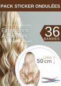Pack 36 Bandes Ondulées Adhésives Extensions Cheveux 50 cm