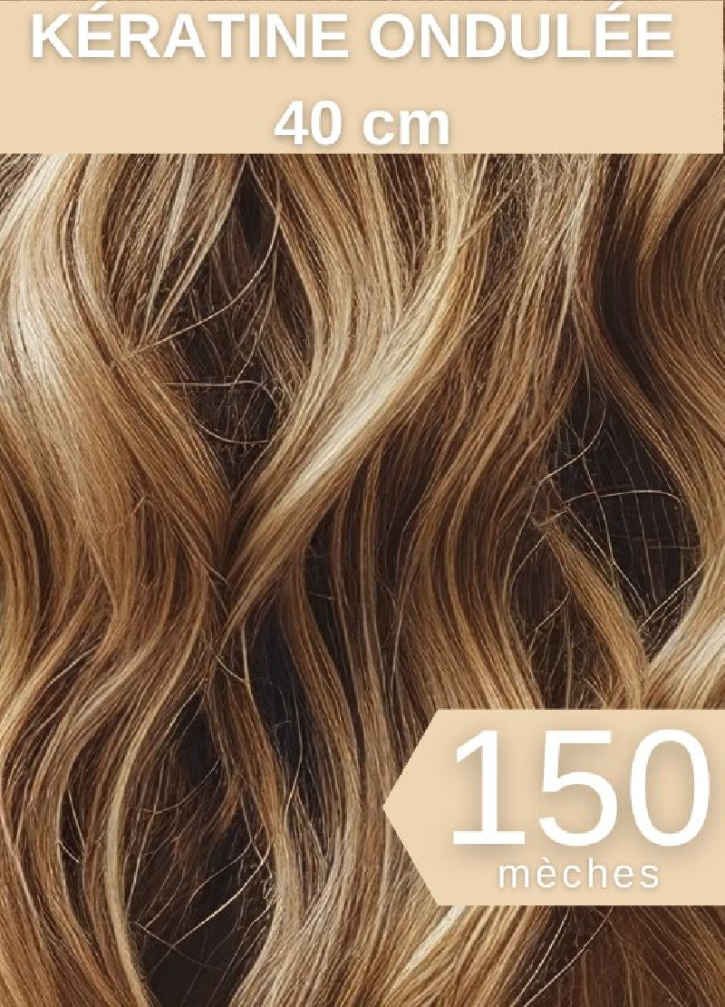 Extension cheveux naturels 55 cm 150 mèches  pose à chaud ondulée