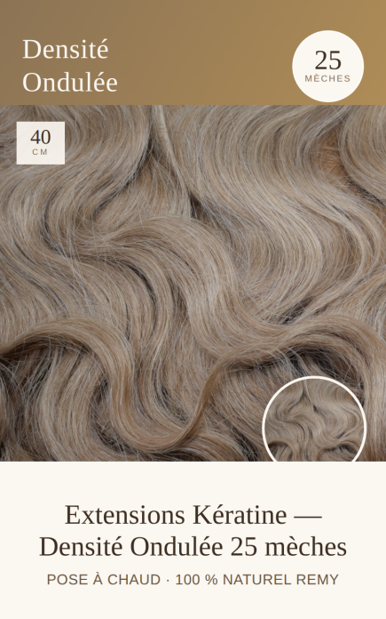 PACK PROMO 25 Excellence Extensions Kératine Densité Ondulée 40 cm