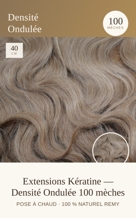 PACK PROMO 100 Excellence Extensions Kératine Densité Ondulée 40 cm