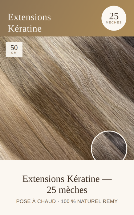 PACK PROMO 25 Extensions Kératine 50 cm