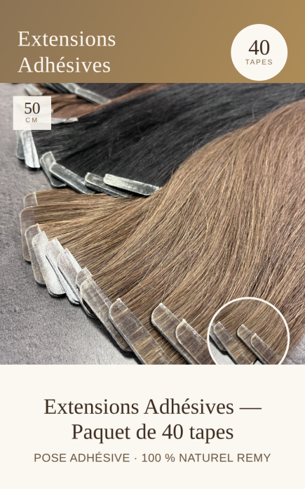 Pack 40 Bandes Adhésives Extensions Cheveux 50 cm