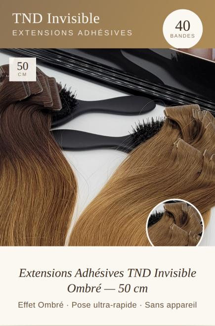 Pack 40 Bandes Invisibles Adhésives Cheveux Tie & Dye 50 cm