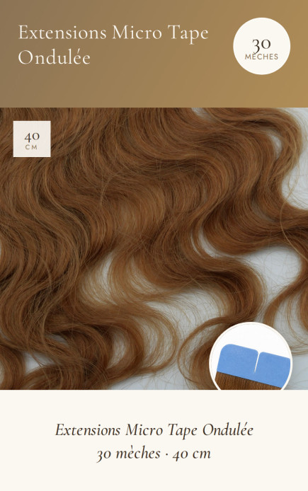 Extensions Micro Tape ondulées 30 mèches 40 cm  SOCAP France