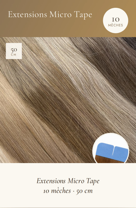 Extensions Micro Tape lisses/ondulées 10 mèches 50 cm SOCAP France