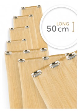 Extensions en cheveux naturels Socap France 7 bandes à clips longueur 50 cm couleur naturelle tête entier 