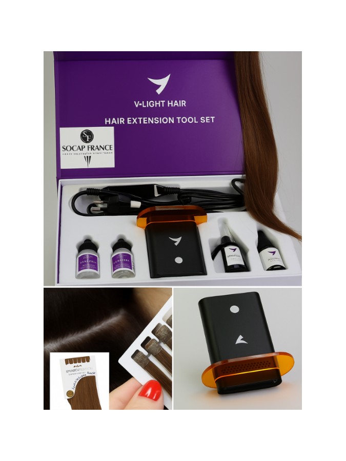 KIT V-LIGHT HAIR – SYSTÈME DE POSE D’EXTENSIONS PAR UV KIT V-LIGHT HAIR – SYSTÈME DE POSE D’EXTENSIONS PAR UV