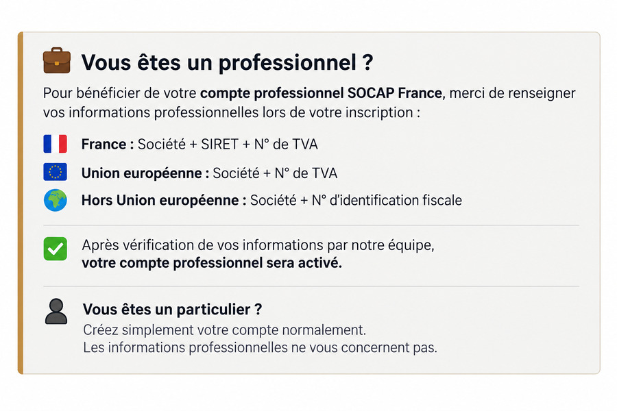 Compte professionnel SOCAPRO - Extensions capillaires SOCAP France
