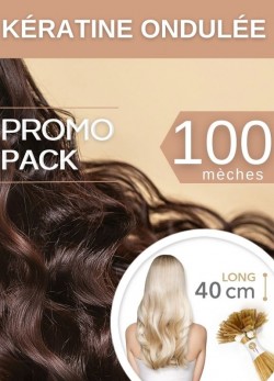 PACK PROMO 100 Extensions Ondulée Kératine 40 cm