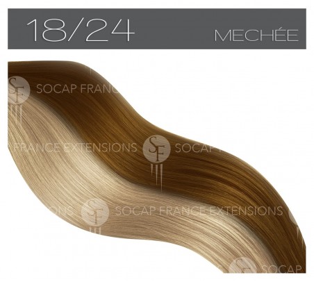 Extensions en cheveux naturels Socap France 7 bandes à clips longueur 50 cm couleur naturelle tête entier 