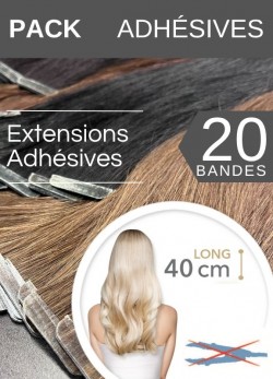 Pack 20 Bandes Adhésives Extensions Cheveux 40 cm