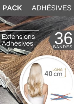 Pack 36 Bandes Adhésives Extensions Cheveux 40 cm