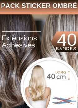 PACK 40 Bandes Tie & Dye Adhésives Extensions Cheveux 40 cm