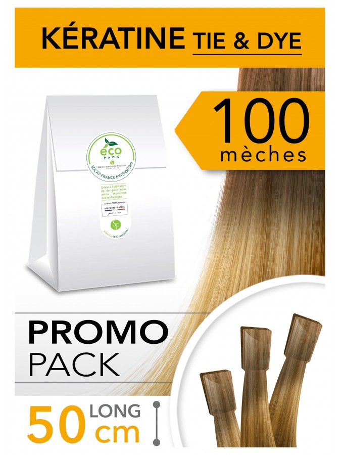 PACK PROMO 100 Extensions Kératine Tie & Dye en cheveux naturels