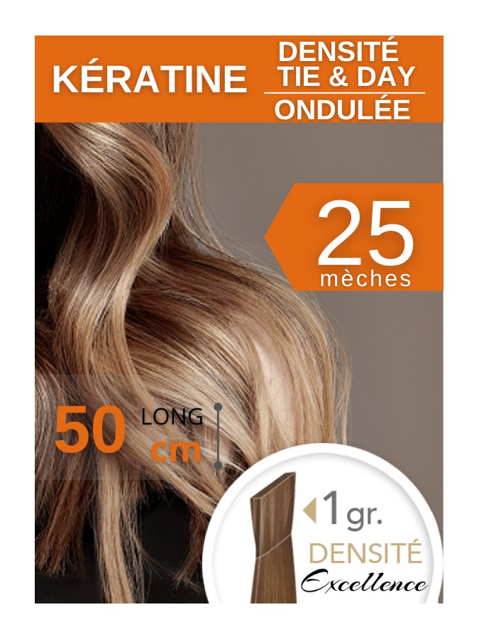 PACK PROMO 25 Excellence Extensions Ondulée Kératine Tie & Dye 1 gramme 50 cm