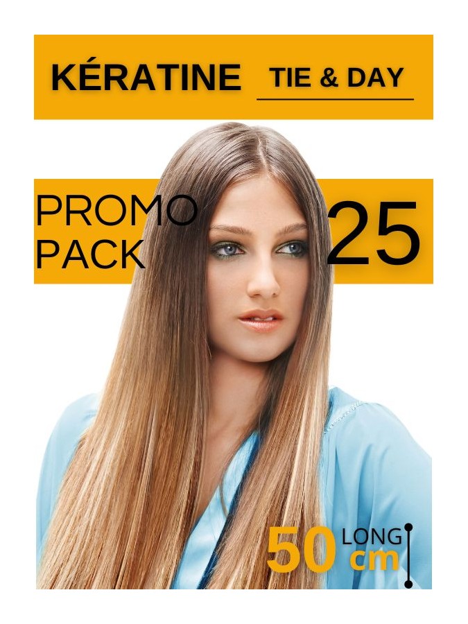 PACK PROMO 25 Extensions Kératine Tie & Dye en cheveux naturels