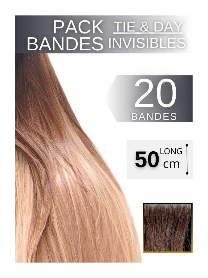 Pack 20 Bandes Invisibles Adhésives Cheveux Tie & Dye 50 cm