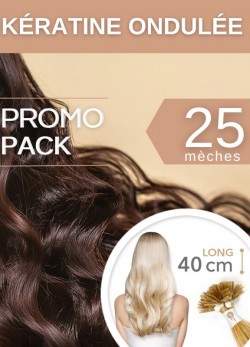 PACK PROMO 25 Extensions Ondulée Kératine 40 cm