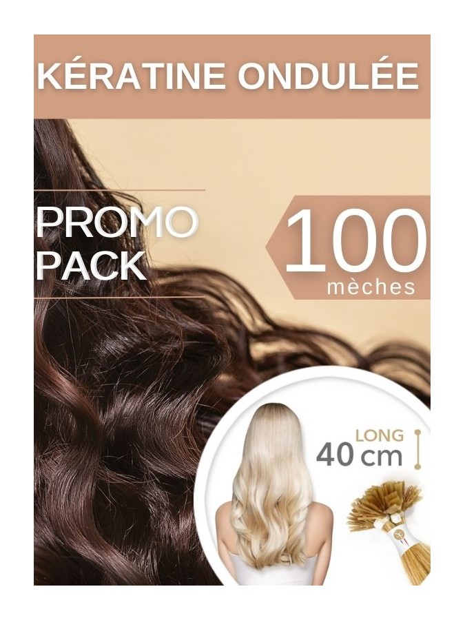 PACK PROMO 100 Extensions Ondulée Kératine 40 cm