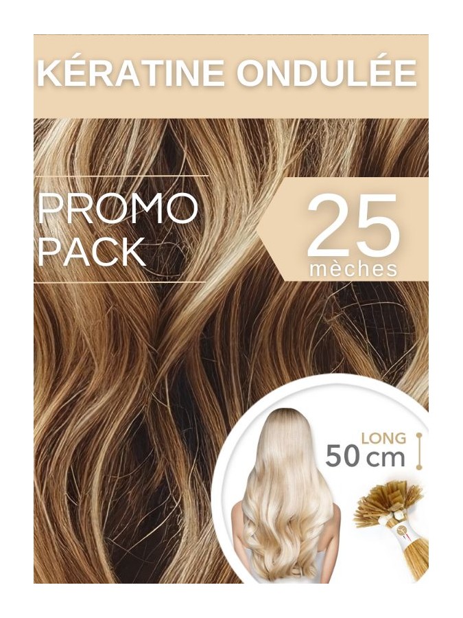 PACK PROMO 25 Extensions Ondulée Kératine 50 cm