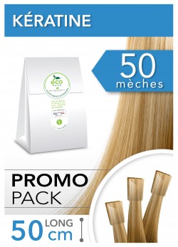 Pack 50 Extensions Kératine 50 cm en cheveux naturels